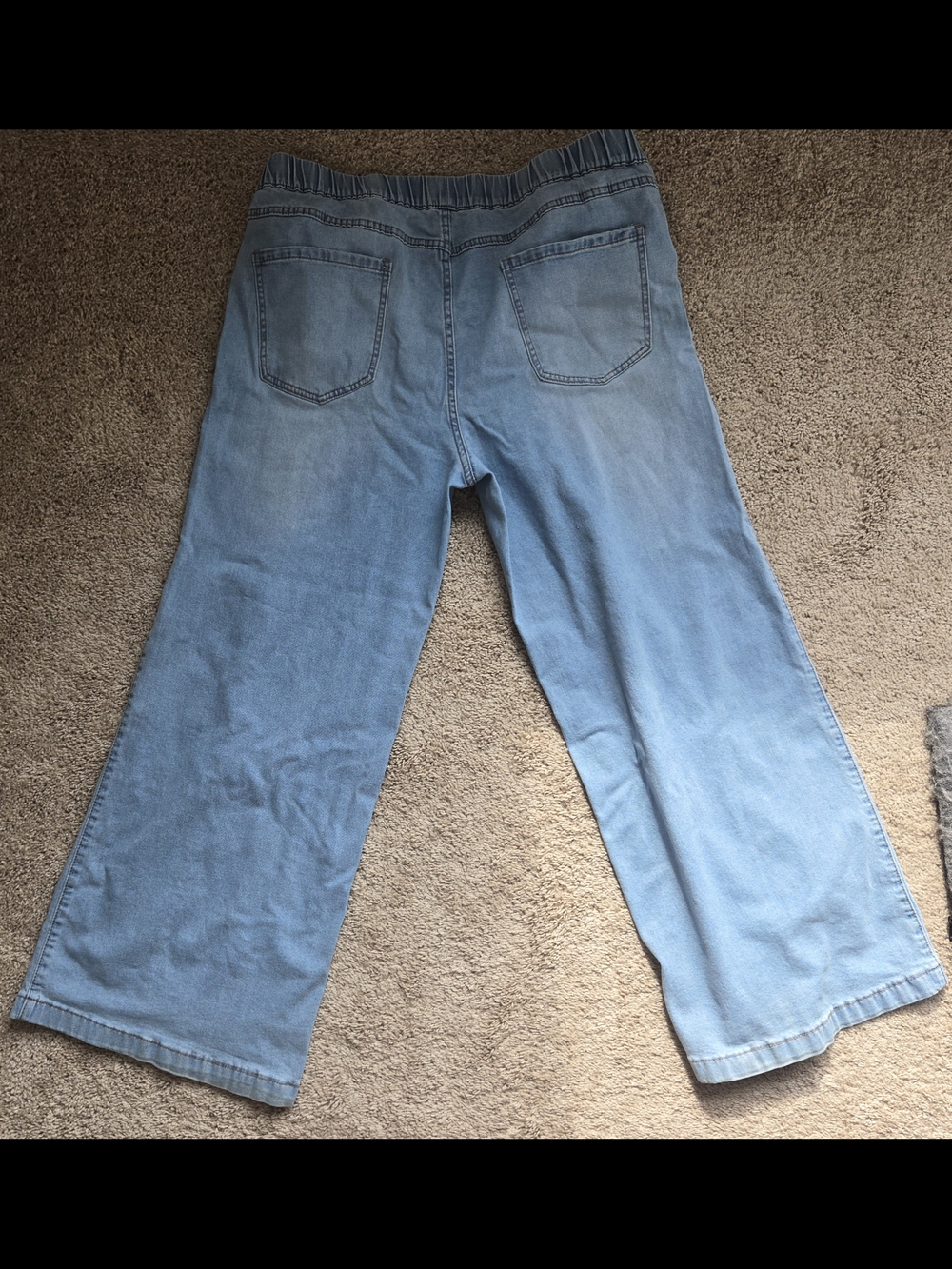 Light Blue Wide-Leg Elastic Waist Denim Pants - Picture 2 of 4